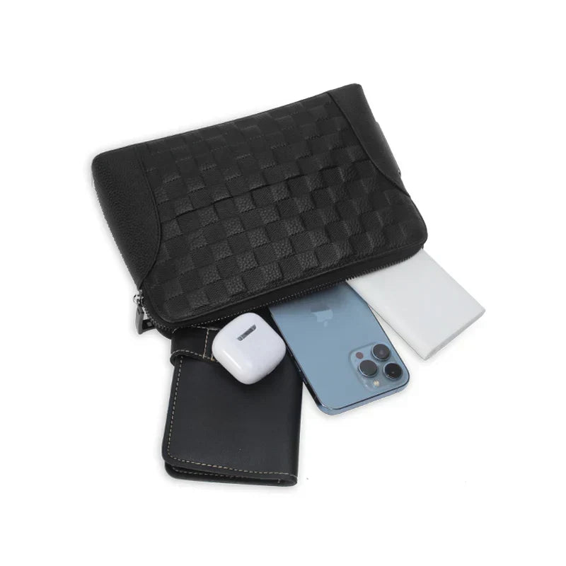 Durable men's leather wallet with fingerprint security, an anti-theft solution for cards and cash.