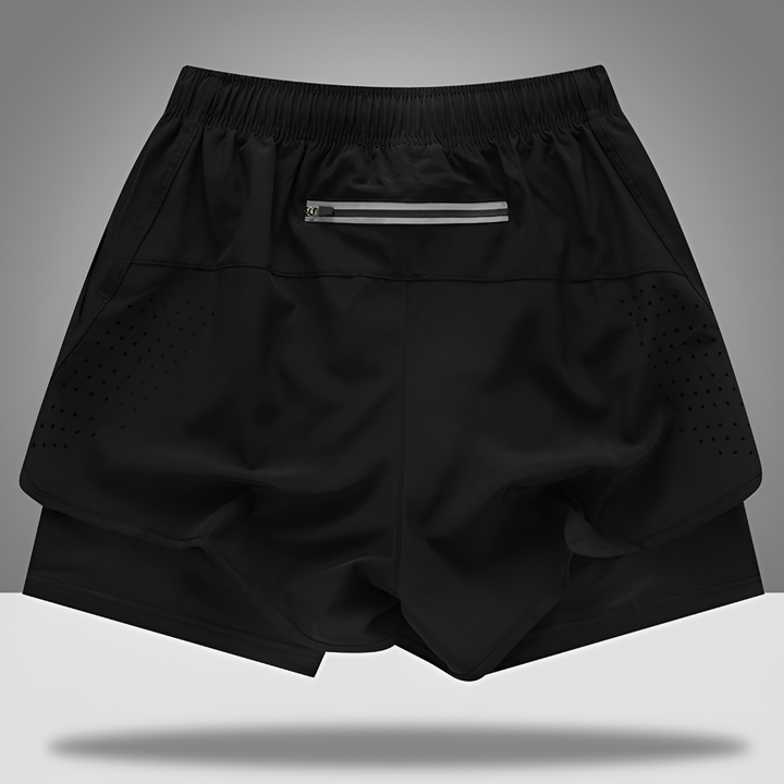 Lightweight men's running shorts in gray with quick-dry fabric & secure zipper pocket for activewear