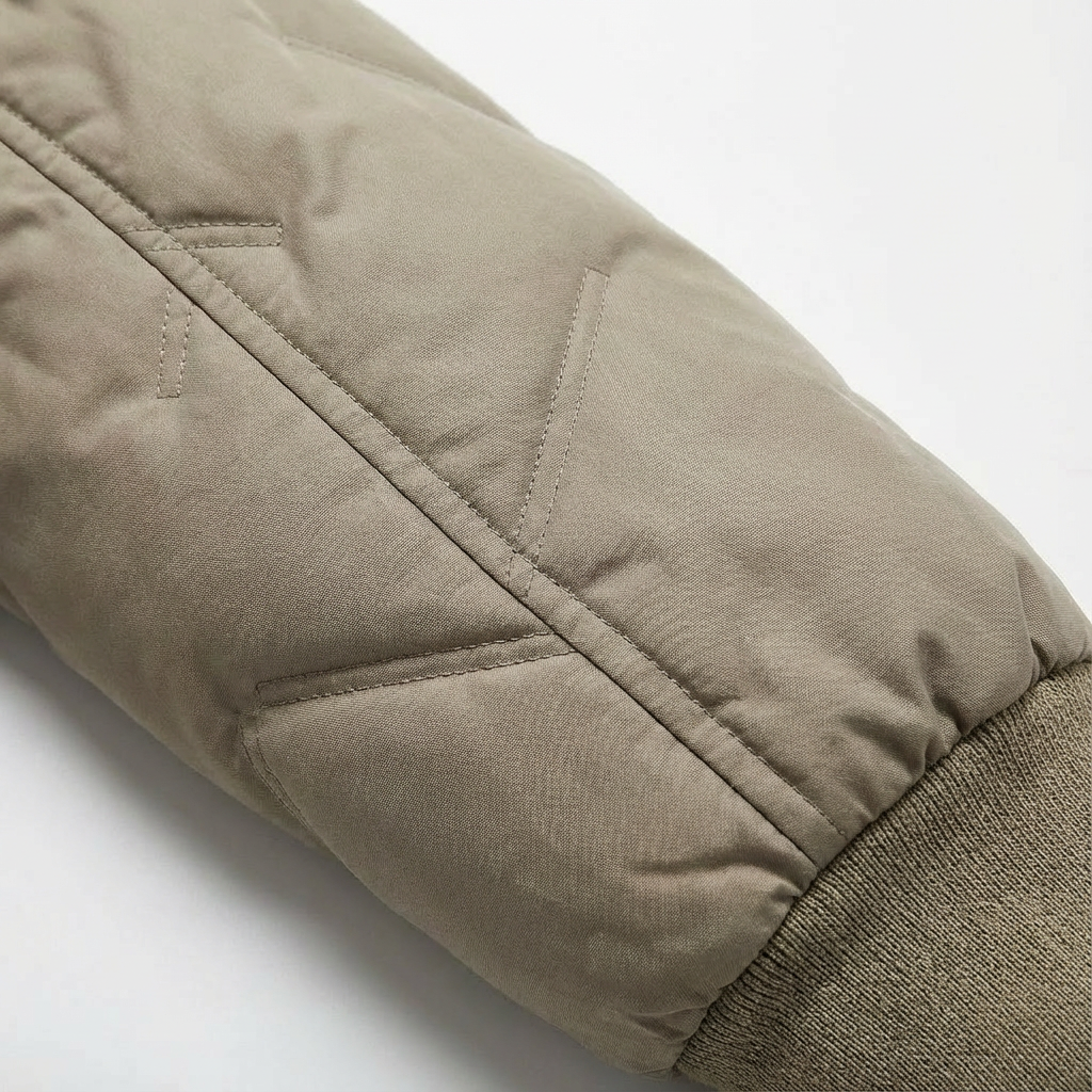 Regular fit men's quilted bomber jacket. Versatile casual outerwear, perfect for everyday fall/spring wear.