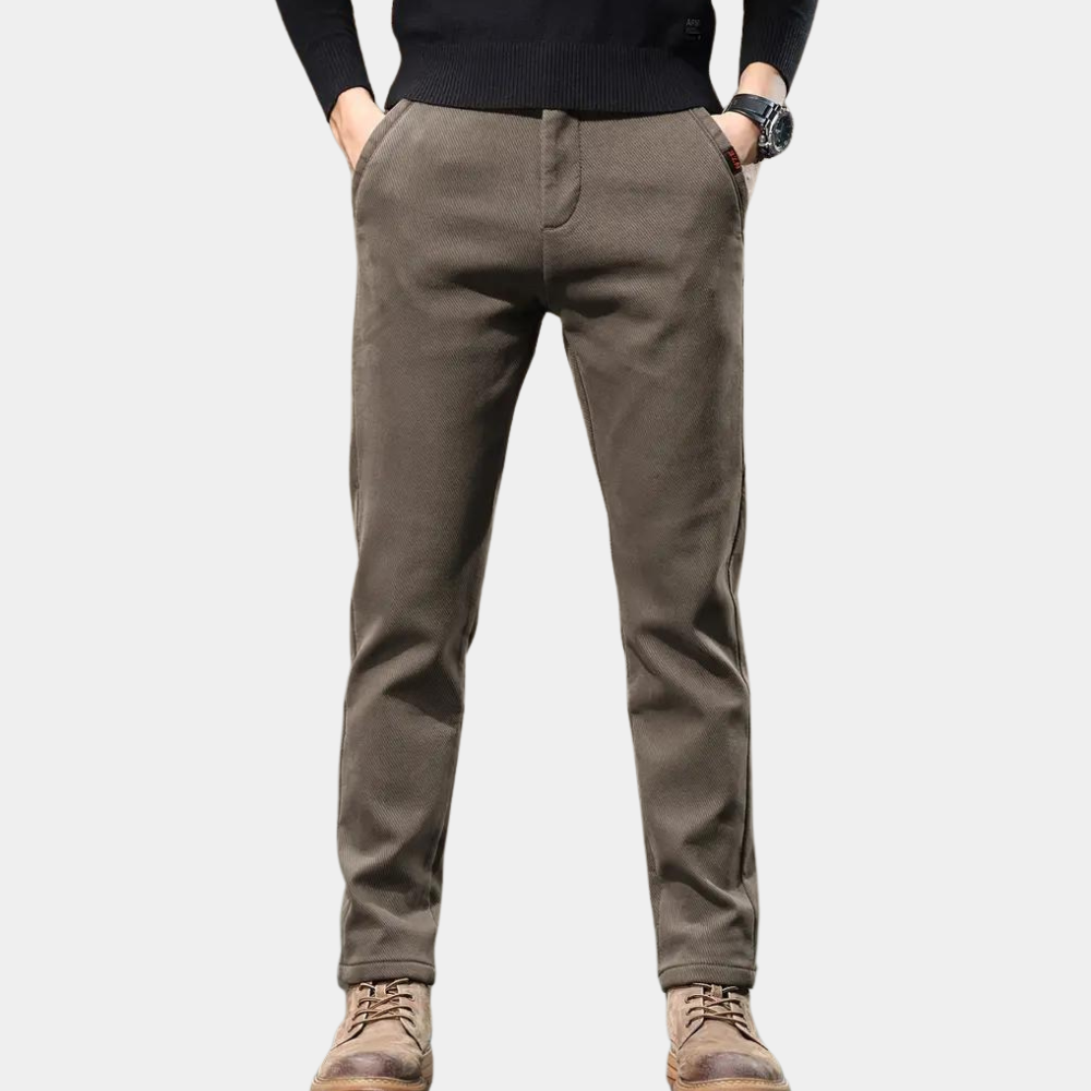 Men's black slim fit tapered stretch pants, ideal for smart casual everyday comfort & modern style.