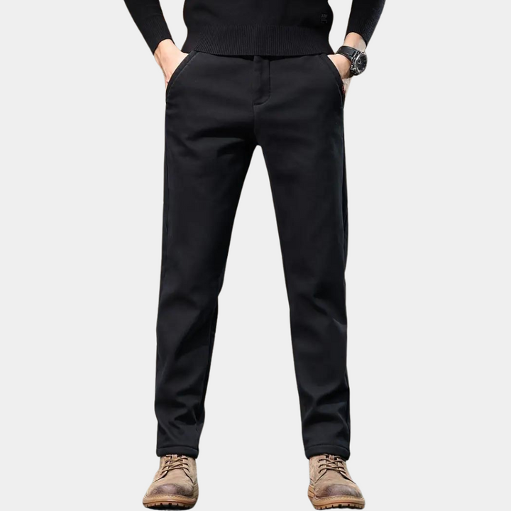 Men's slim fit tapered stretch pants offering all-day comfort & modern style for smart casual & office.