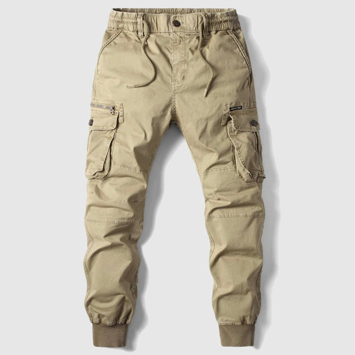 Black tactical jogger pants for men, ideal for athletic wear or urban fashion with functional cargo pockets.