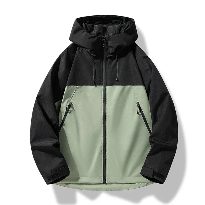 Men's casual waterproof hooded jacket in a vibrant red, perfect for active outerwear.
