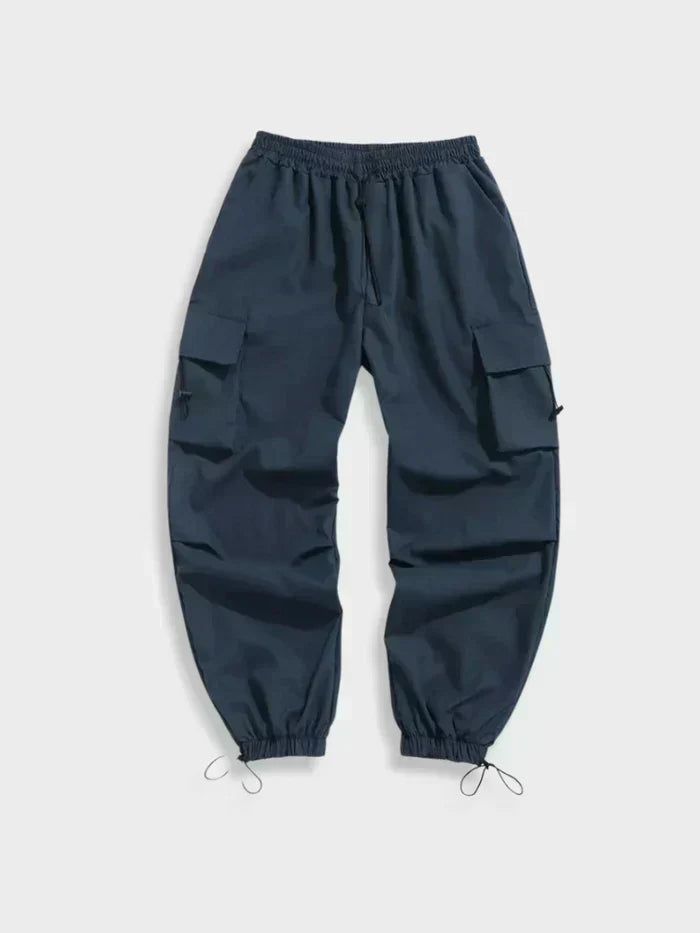 Comfortable men's streetwear wide leg cargo pants with multiple pockets, utility design