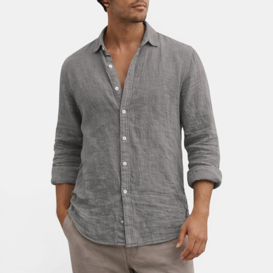 Men's breathable casual button up shirt for summer, relaxed fit, comfortable everyday wear.
