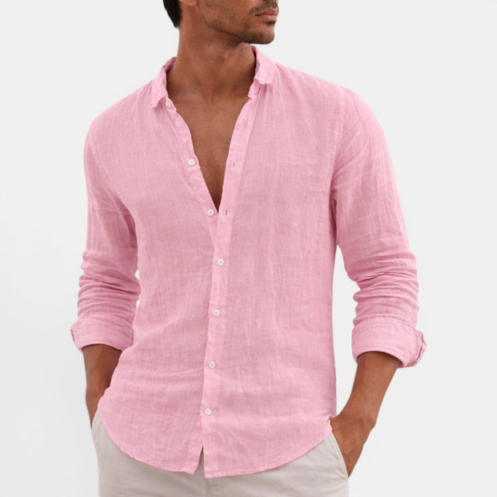 Versatile men's casual button up shirt, ideal for everyday style & relaxed summer outfits.