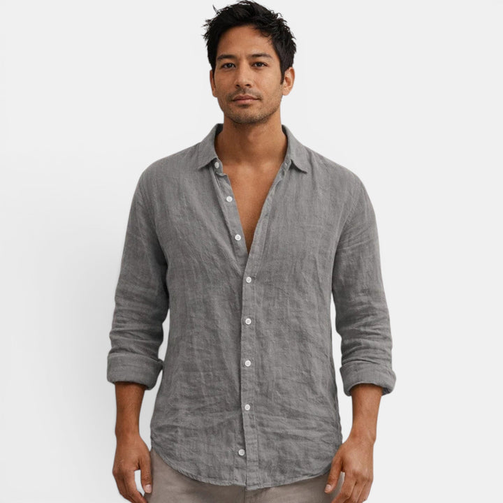 Men's fashion breathable button up shirt, casual & versatile for summer & everyday styling.