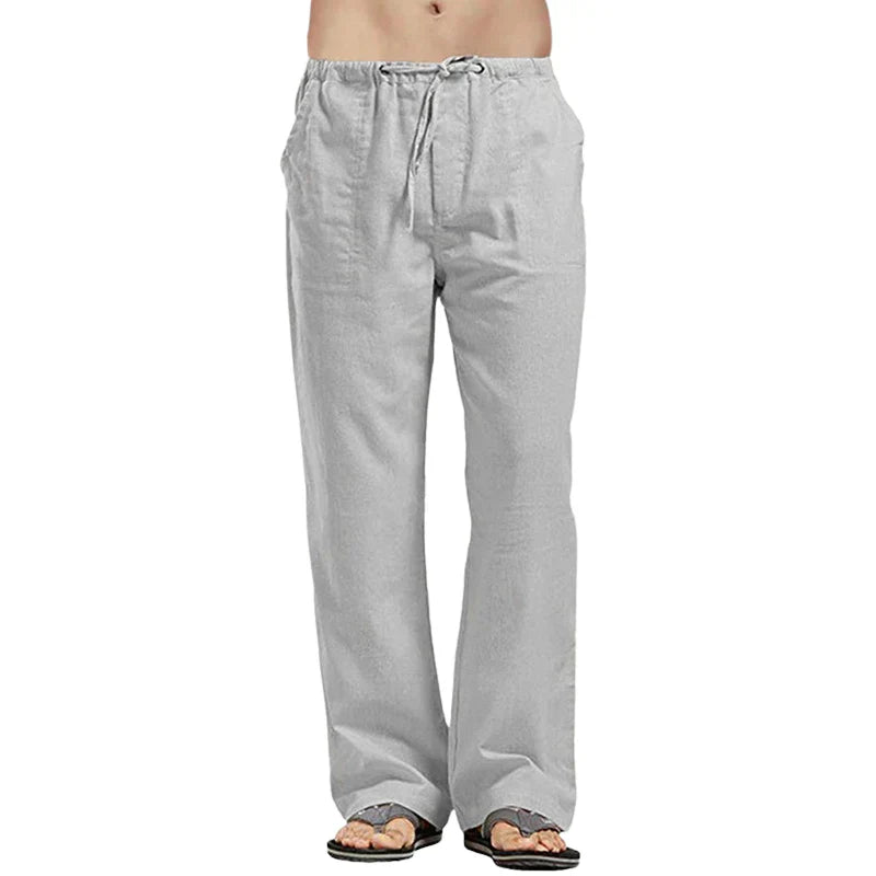 Comfortable men's wide-leg drawstring pants, ideal for casual spring fashion and everyday ease.