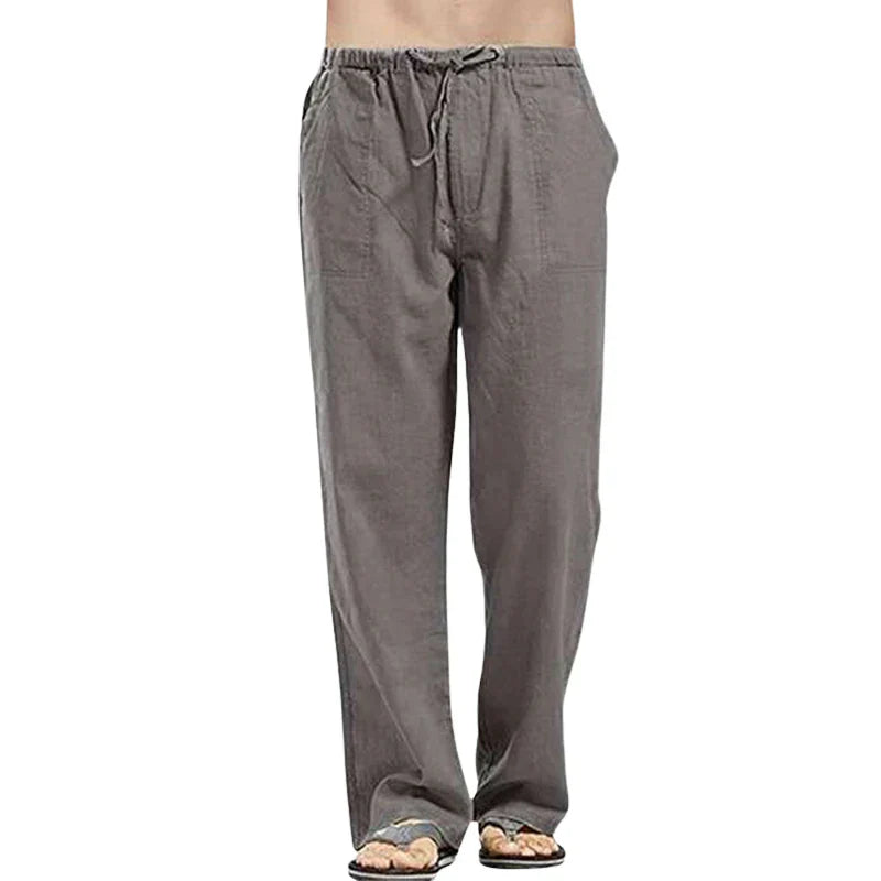 Versatile men's casual pants with wide leg, suitable for spring, summer, and relaxed wear.