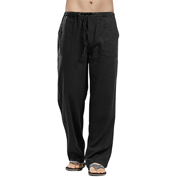 Stylish men's summer pants, featuring a relaxed wide-leg and pull-on design for casual looks.