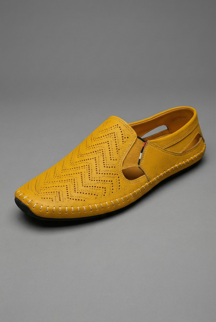 Men's tan casual slip-on loafers, perfect for relaxed summer outings, comfortable & easy to wear.