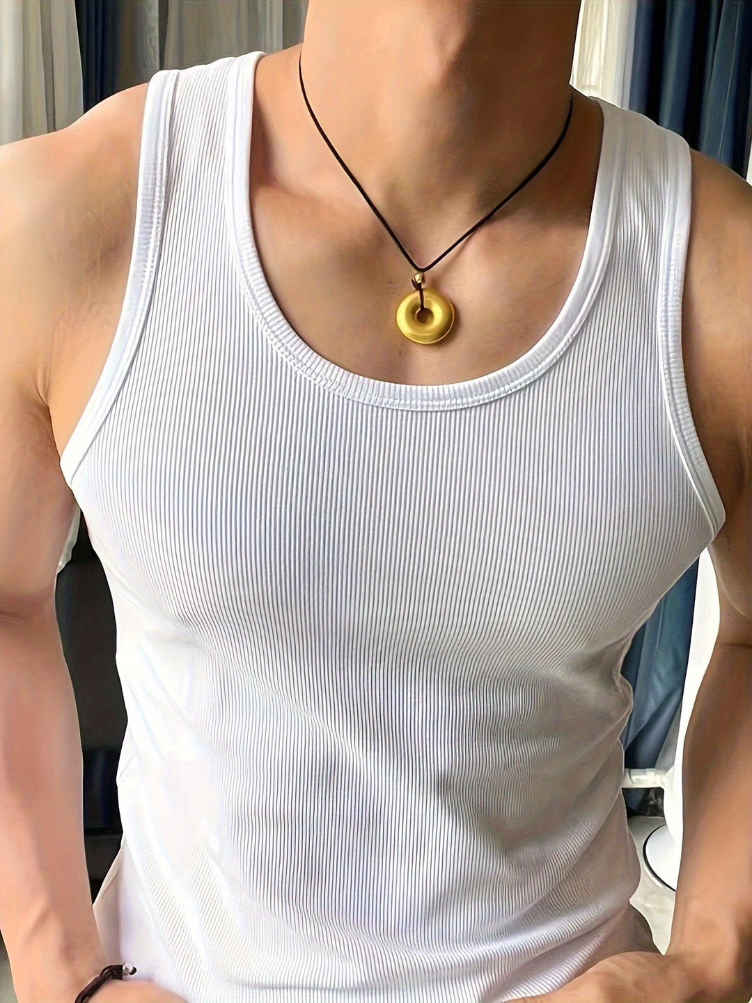 Men's breathable summer tank top, lightweight for athletic comfort & casual wear.