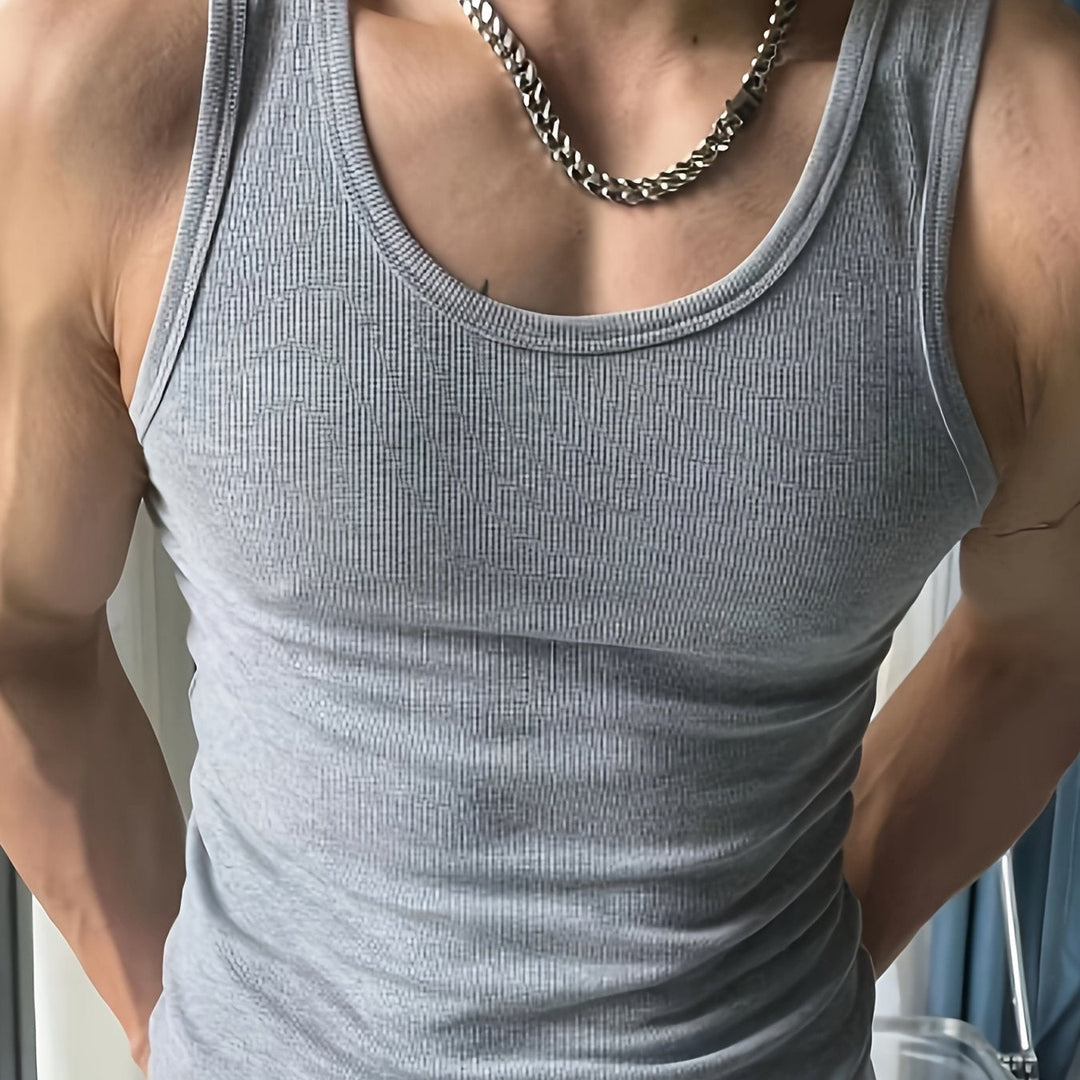 Athletic men's tank, perfect for gym sessions, workouts, & comfortable summer casual wear.