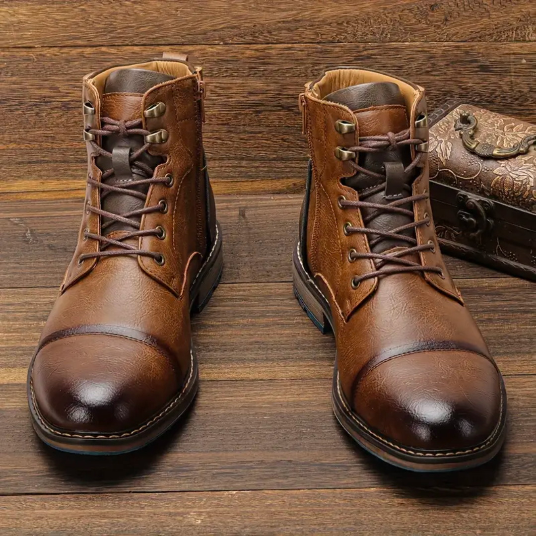 Durable men's hiking boots featuring a high-traction grip sole, perfect for comfort and adventure.