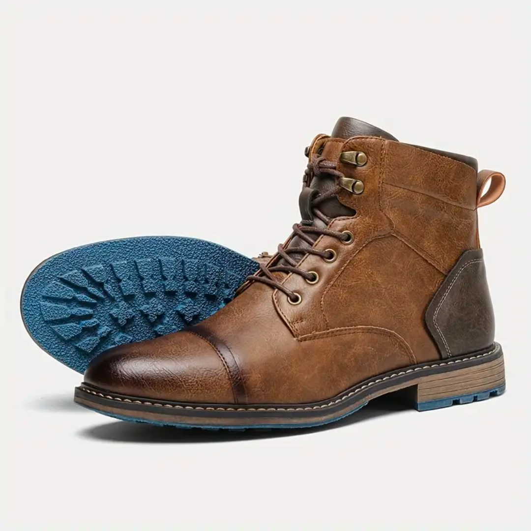 Fashionable men's outdoor boots in brown, designed with a durable grip sole for excellent traction.