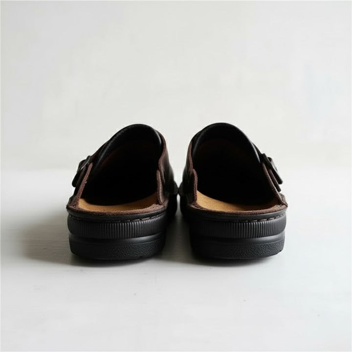 Men's orthopedic slip-on clogs, made from high-quality leather, blend comfort, durability, and casual style.