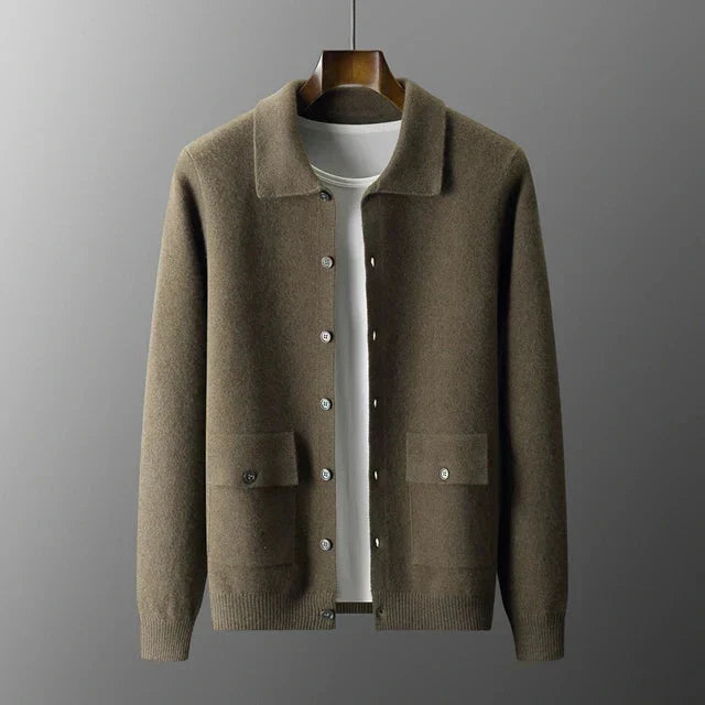 Men's button-down sweater cardigan for versatile smart casual & casual layering. Long sleeve, comfortable knit.