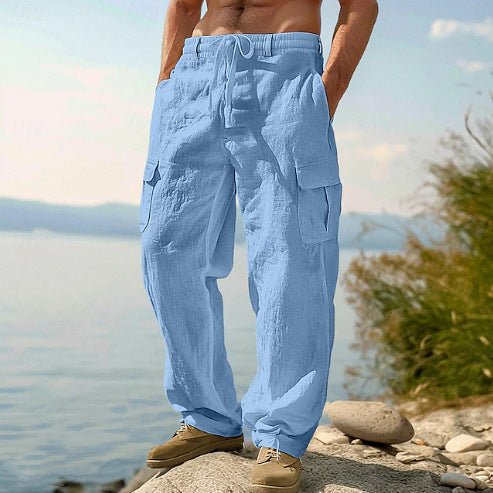 Comfortable men's utility cargo pants, perfect for everyday wear. Boasts multi-pockets & adjustable waist.