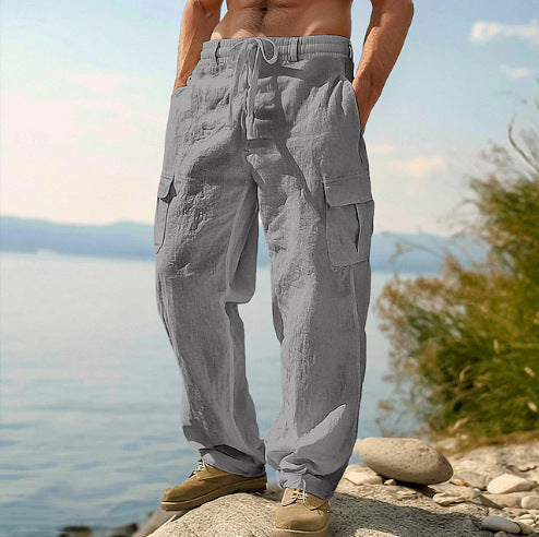Modern men's fashion cargo pants. Offers functional multi-pockets & an adjustable waist for versatile wear.