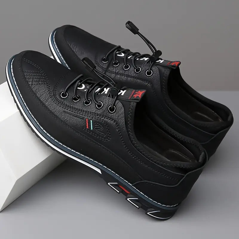 Close-up of the flexible material & lace-up detail on Men's Barefoot Casual Oxford Sneakers.