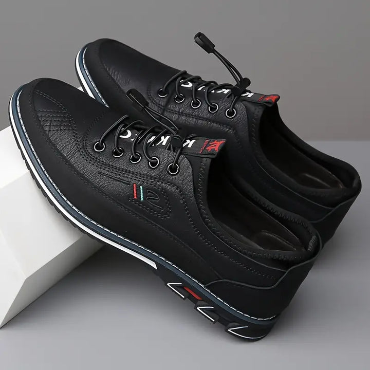 Close-up of the flexible material & lace-up detail on Men's Barefoot Casual Oxford Sneakers.