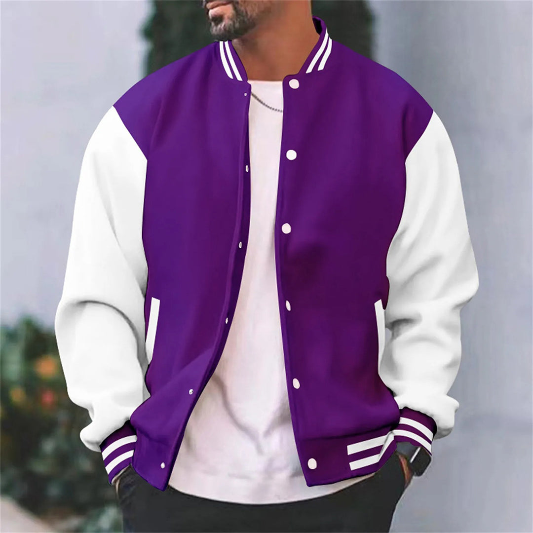 Close-up of the zipper closure on a men's bomber jacket, highlighting the quality and casual style.