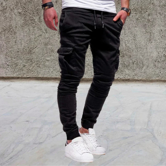 New men's cargo pants with flap pockets, comfortable & durable for everyday casual wear. A staple for men's fashion.