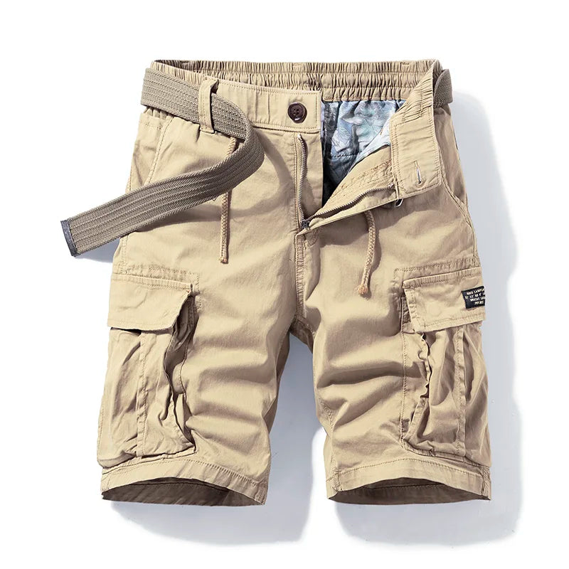 Men's casual cargo shorts with drawstring waist. Perfect for comfortable summer wear.