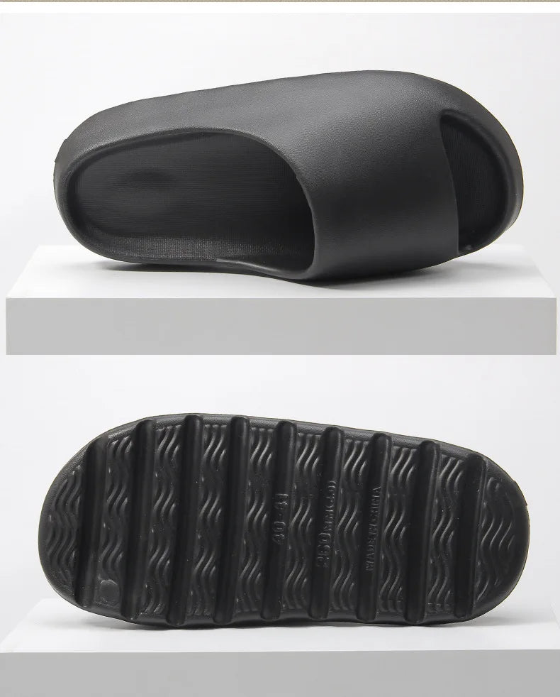 Cozy men's casual slippers with soft lining, ergonomic support for ultimate home comfort & relaxation.