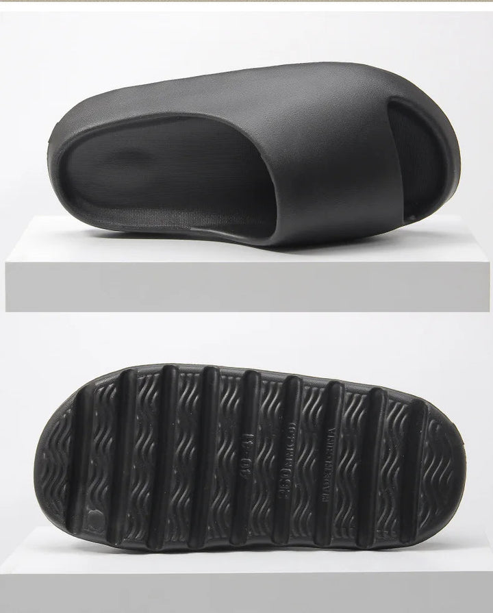 Cozy men's casual slippers with soft lining, ergonomic support for ultimate home comfort & relaxation.