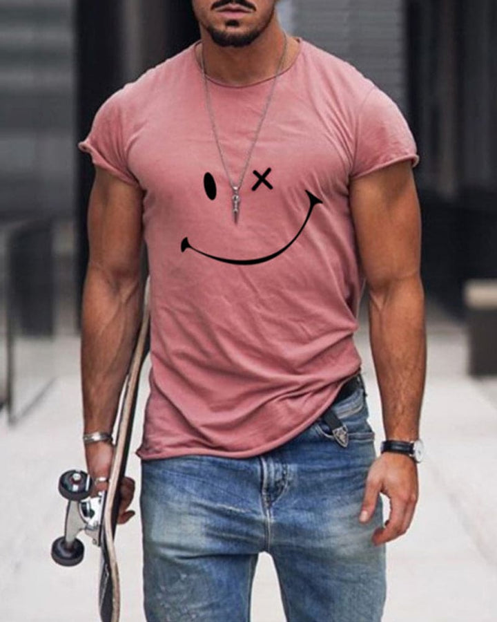 Man wearing a comfortable casual crew neck t-shirt, perfect for everyday relaxed style.