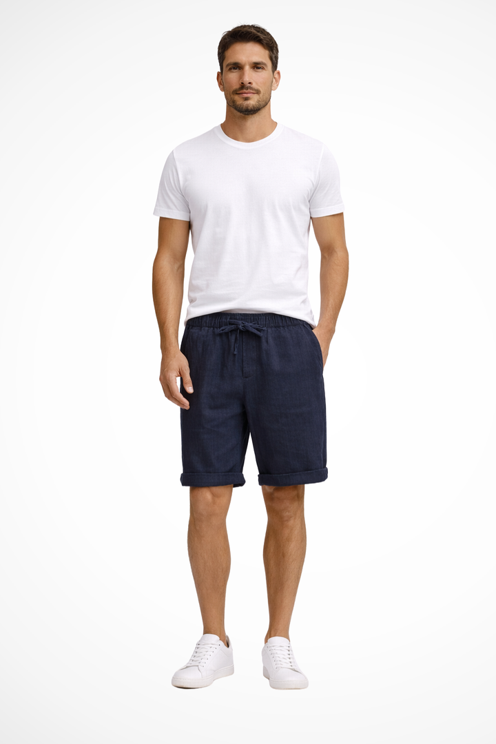 Practical men's side pocket casual shorts with elastic waist and drawstring, everyday comfort & relaxed fit.