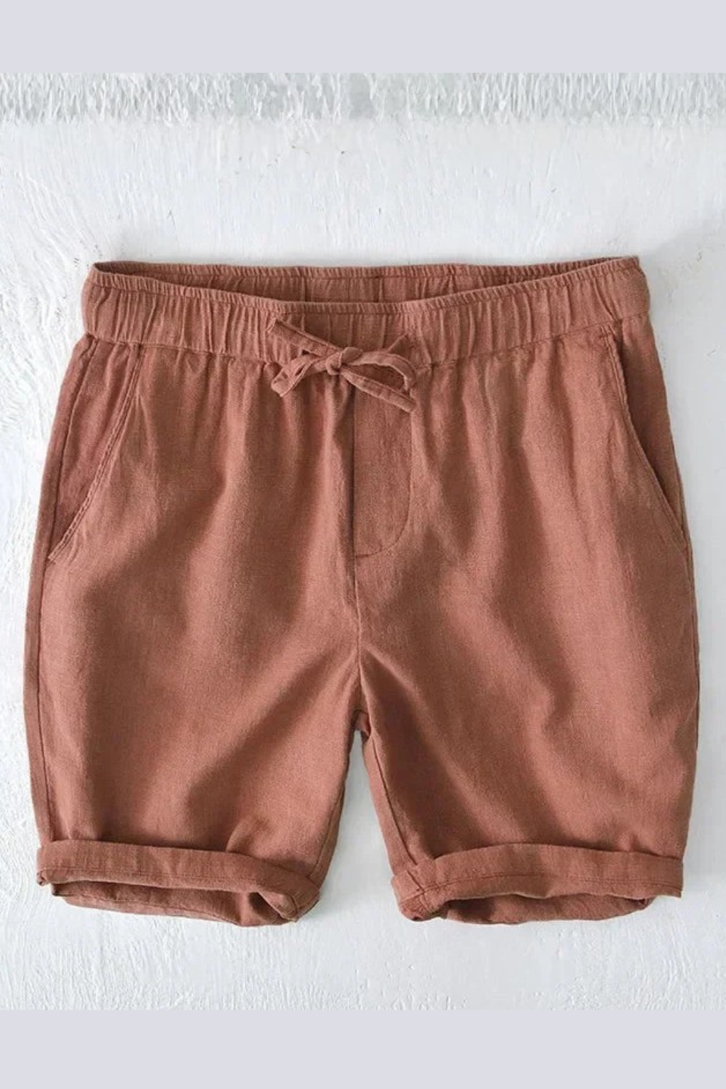 Relaxed fit men's summer shorts with elastic waist, drawstring, and convenient side pockets. Casual fashion.