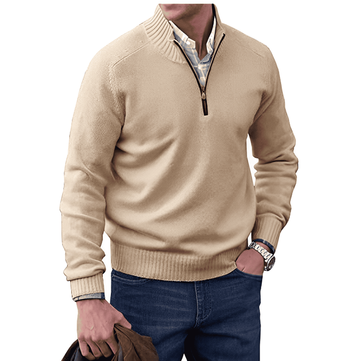 Men's casual full-zip sweater in a versatile color, long sleeves, comfortable material for daily wear.
