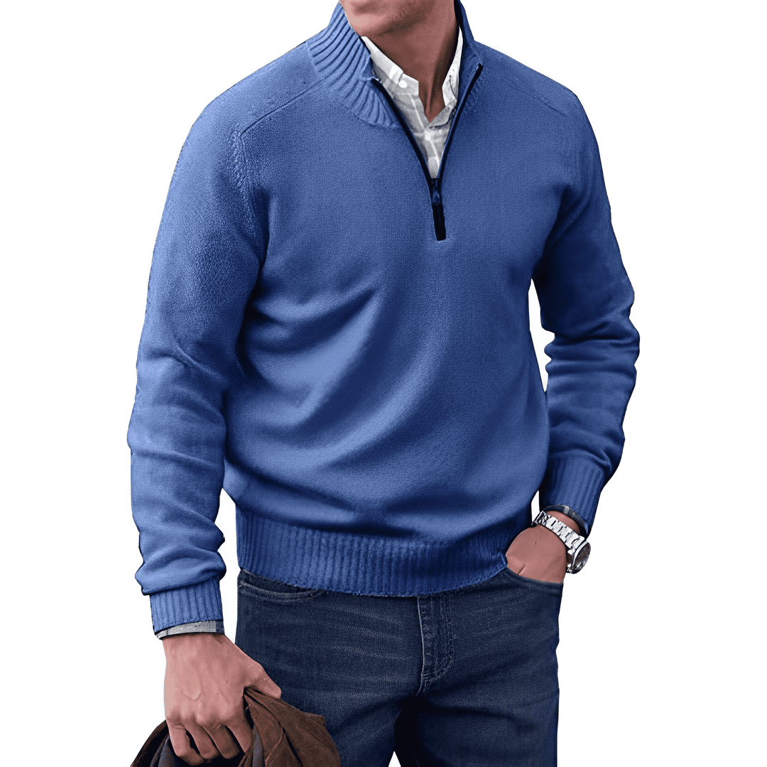 Cozy men's full-zip sweater, long sleeves, an essential piece for comfortable fall and winter style.