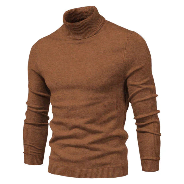 Men's casual turtleneck knit sweater, essential men's apparel for cold weather