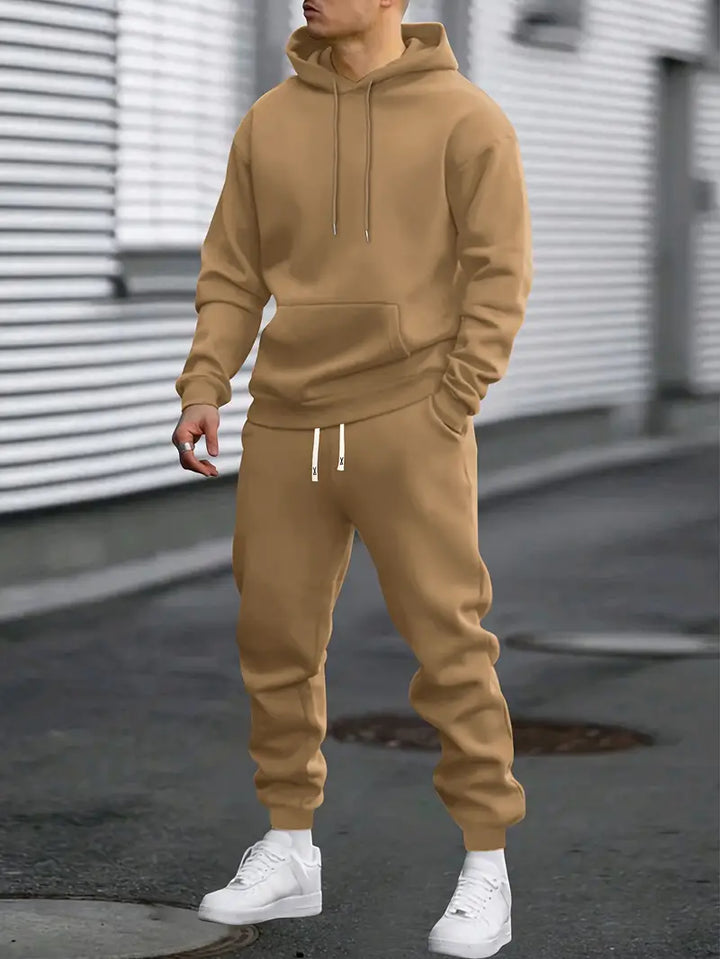 Stylish men's heather grey sweater and matching joggers for relaxed casual wear