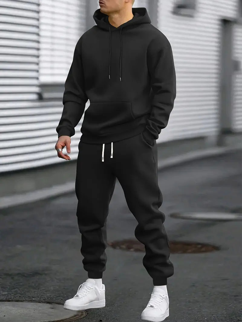 Comfortable men's loungewear set featuring a soft crewneck sweater and jogger pants