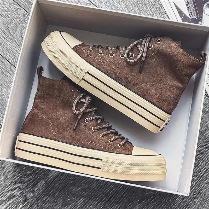 Men's casual high-top platform trainers, perfect for street style & daily wear.