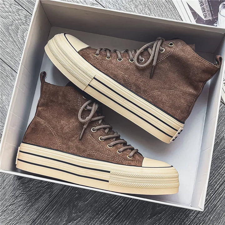 Men's casual high-top platform trainers, perfect for street style & daily wear.