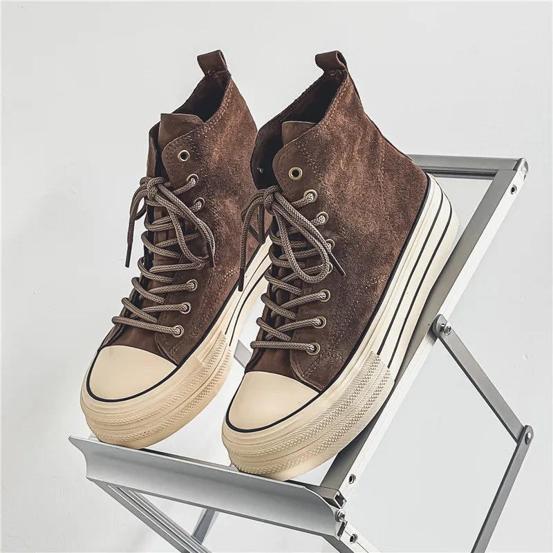 Comfortable men's casual high-top trainers, platform shoes for daily wear & street style.