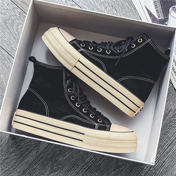 Versatile men's casual high-top platform shoes, perfect for daily wear & trendy street style.