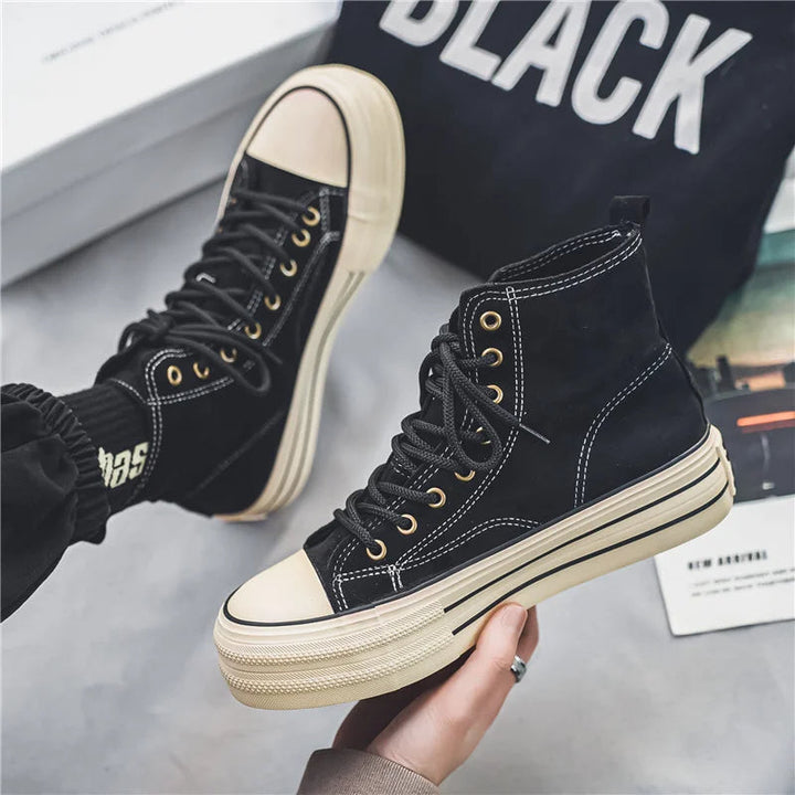 Men's elevated high-top trainers, casual platform shoes for comfortable daily wear & urban style.