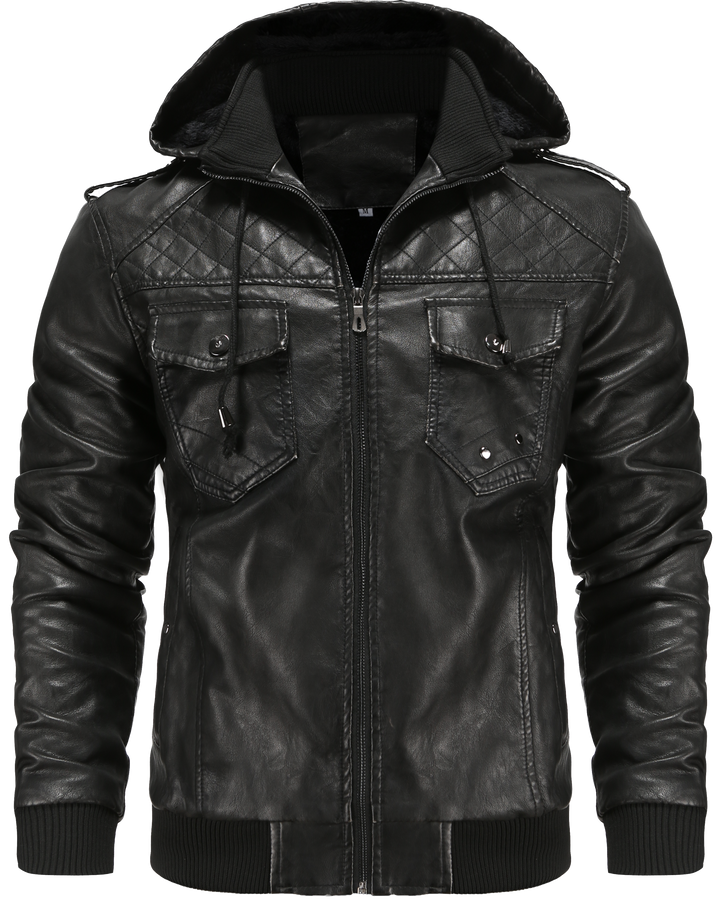 Men's casual hooded bomber jacket, ideal for urban style and everyday comfort.
