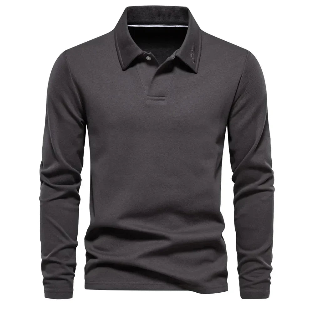 Stylish men's polo sweater, a comfortable long-sleeve knit top with timeless appeal for casual outfits.