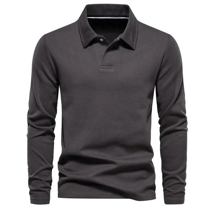 Stylish men's polo sweater, a comfortable long-sleeve knit top with timeless appeal for casual outfits.