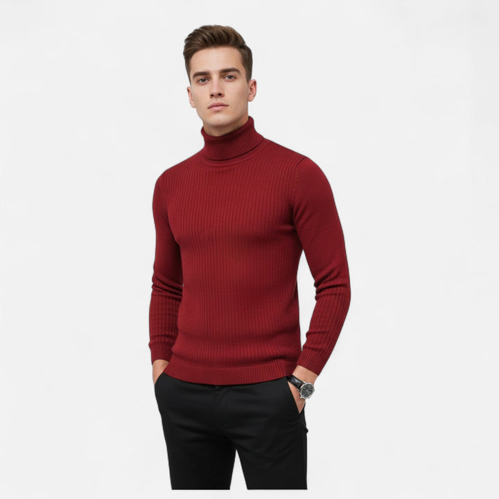 Comfortable long sleeve knit pullover sweater for men, featuring a stylish lapel neck design.