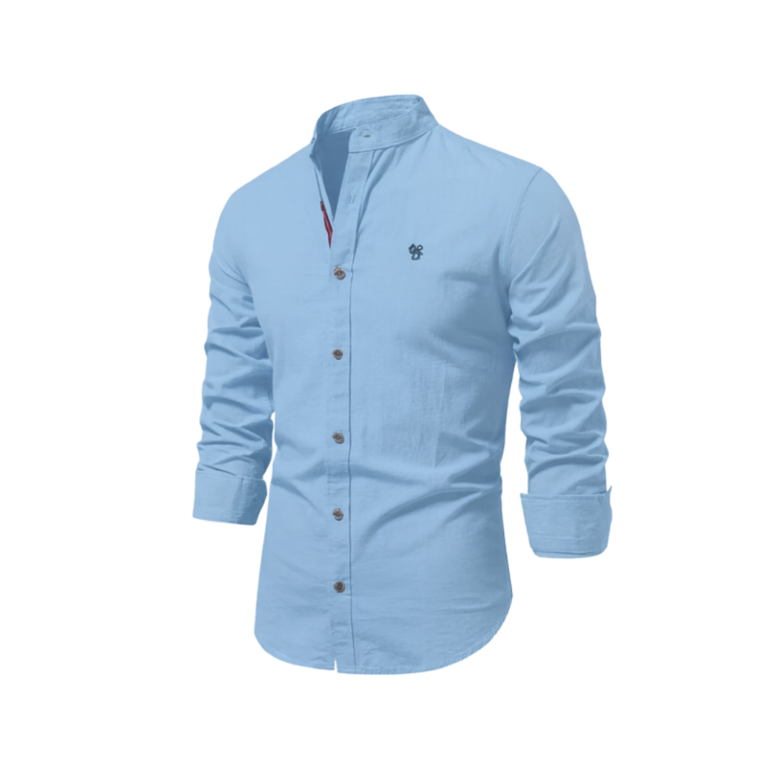 Relaxed fit men's button-down shirt, a comfortable everyday wear option for spring fashion.