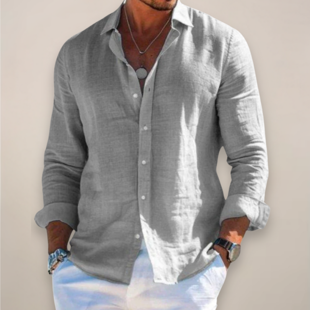 Men's casual long sleeve button up shirt, relaxed fit, perfect for summer everyday wear