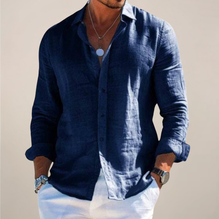 Everyday men's long sleeve casual shirt, button up style, great for warm weather
